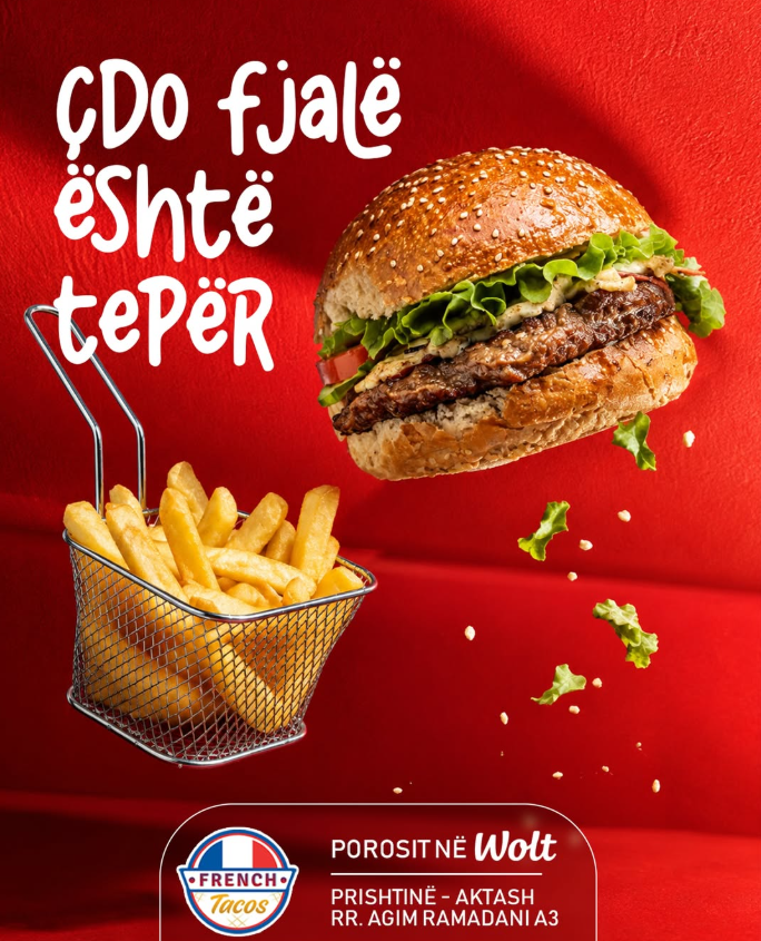 French Tacos Prishtine — burger dhe pomfrit